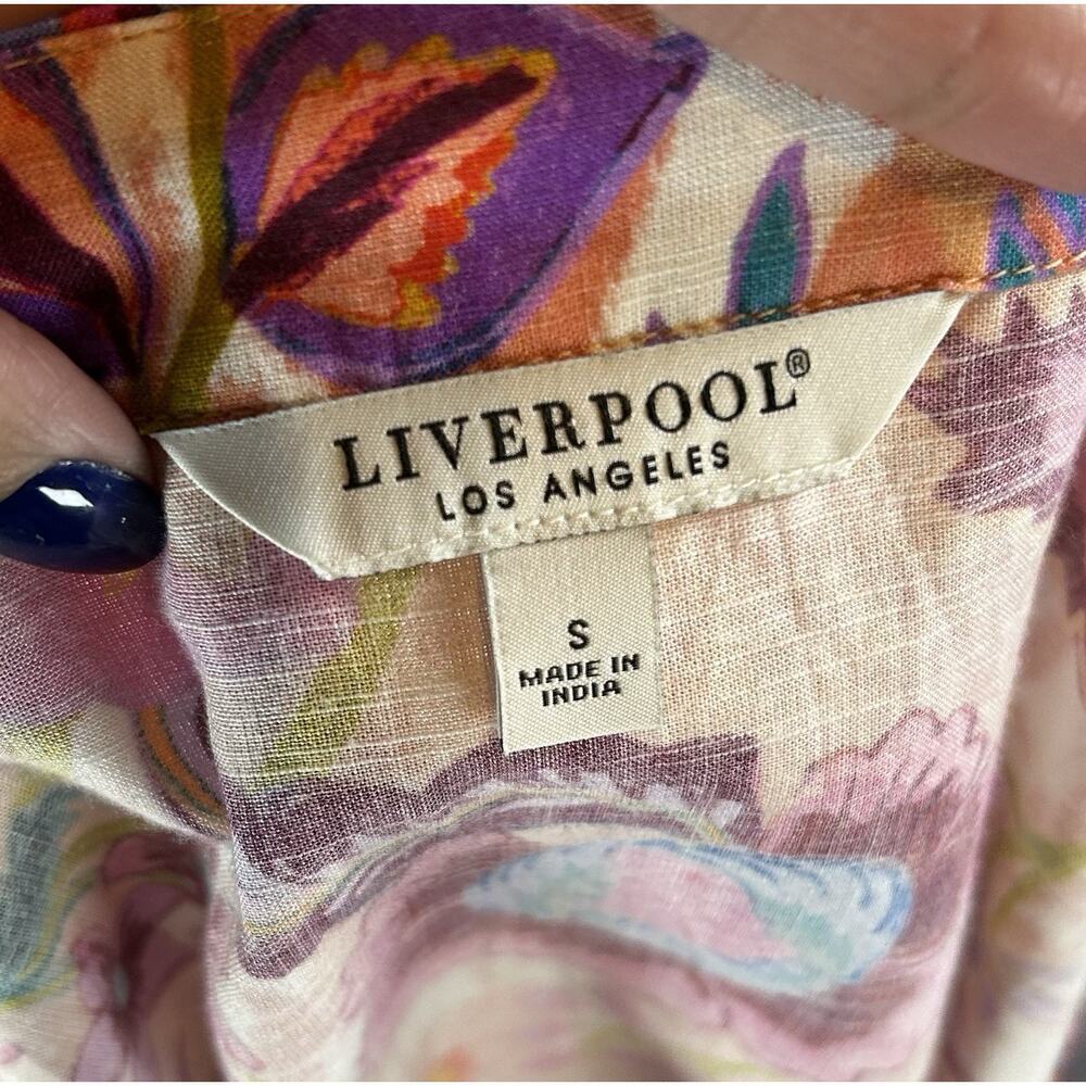 Liverpool Los Angeles Floral Blouse Women S Multicolor Cotton Blend Boho - Picture 5 of 6